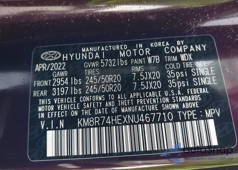 2022 Hyundai Palisade Calligraphy z USA, uszkodzony, nr VIN KM8R74HEXNU467710